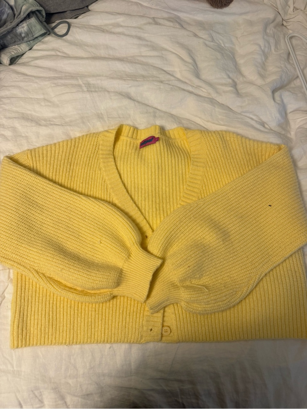 Edikted Yellow Ribbed V-Neck Cardigan
